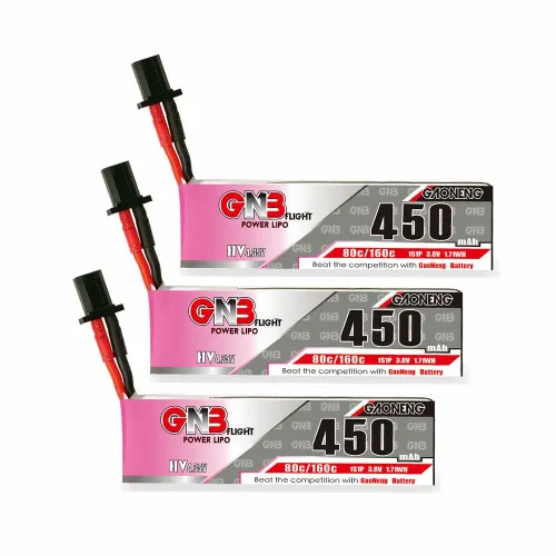 GAONENG GNB 3.8V 450mAh 80C 1S 4.35V HV LiPo Battery GNB27 Plug for TINY7  Moblite7 Walksnail Whoop FPV Racing Drone