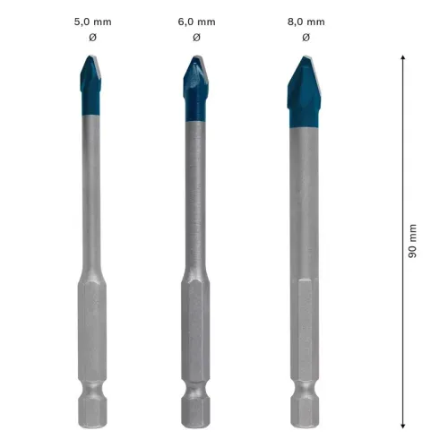 EXPERT HEX-9 for BOSCH Hard Ceramic Drill Bit Set 5 -8 mm 90MM Long Lifetime 10x High Hardness Tool Accessory