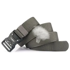 1Pc Popvcly Belt Metal Buckle Quick Release Belt Casual Tooling Training Belt Men's Pants Belt