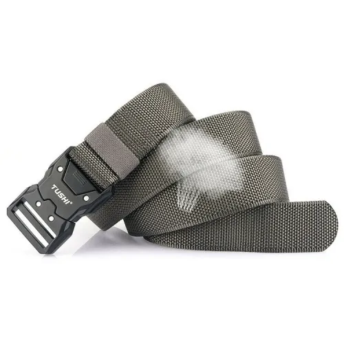 1Pc Popvcly Belt Metal Buckle Quick Release Belt Casual Tooling Training Belt Men's Pants Belt