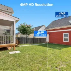 Hiseeu C40 4MP 2.5K Solar Powered Security Camera Rechargeable WiFi Outdoors Camera Color Night Vision Motion Detection Spotlight/Siren Alarm CCTV Surveillance Camera Work with Alexa