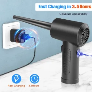 50000 RPM Cordless Portable Compressed Air Duster Rechargeable Wireless Electric Air Keyboard Electronics Cleaner Dust Blower with 3-Speed LED Light