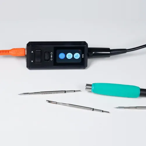 TS1M Multi Function Mini Soldering Station 200W Max Power 100 450C Adjustable Temperature USB Type C DC Interface Portable Compact Design PID Temperature Control Professional Electronics Tool