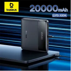 Baseus Blade H1 Lite 100W 74Wh 20000mAh Power Bank Smart Digital Display External Battery Power Supply with 2 Inputs & 4 Outputs Fast Charging for iPhone 17 17Pro Max 16 15 14 13 for XIaomi 17pro for Huawei Mate 80 for Samsung Galaxy Z Fold7