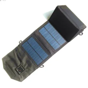 5V 15W USB Solar Chargers with 5 Folding Solar Panel Portable Solar Cell Waterproof Solar Battery Chargers Power Bank