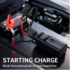 2 In 1 Portable Multi-functional 150psi Car Jump Starter Air Compressor 1000A Power Bank with  Emergency LED Lighting Tire Pressure Detection