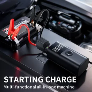 2 In 1 Portable Multi-functional 150psi Car Jump Starter Air Compressor 1000A Power Bank with  Emergency LED Lighting Tire Pressure Detection