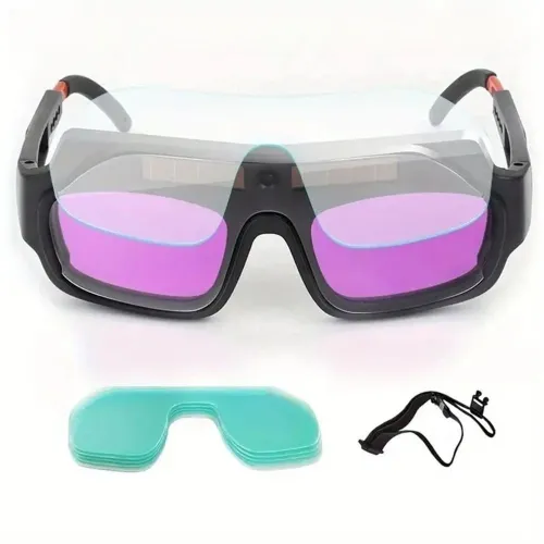 Solar-Powered Automatic Dimming Welding Glasses TIG MIG ARC Suitable Auto Darkening Protective Film Included