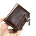 Ekphero Genuine Leather Mens Wallet Man Zipper Short Small Coin Purse Male Rfid Anti-theft Swipe Card Purse Multicard Slot ID Credit Holder
