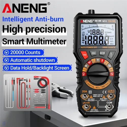 ANENG SZ11 SZ12 Pro Digital Multimeter 20000 Counts True RMS AC DC Voltage Current Resistance Capacitance Frequency Temperature Tester NCV Live Wire Detection Backlit LCD Auto Shutdown