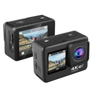 AUSEK 4K WiFi Action Camera Photography Sports Camera Waterproof HD Dual Screen Wifi Remote Control Outdoor Shooting Cycling Skiing Underwater Camera