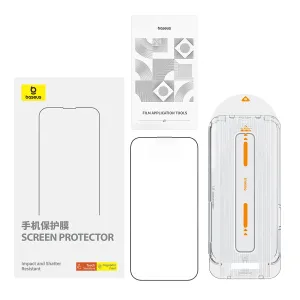 Baseus Crystal Series Anti-Glare Full-Coverage HD Tempered Glass Screen Protector with Dust Filter for iPhone 15 15 Plus 15Pro 15 Pro Max