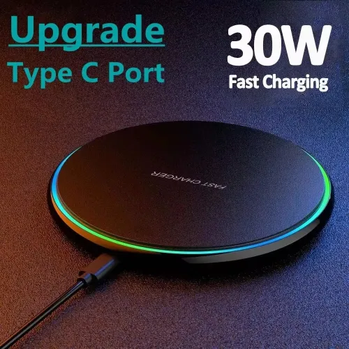 30W Wireless Charger Fast Wireless Charging Pad for Smart Phones for iPhone 16 15 14 13 Pro for Huawei Nova Flip for Xiaomi Civi 4 Pro for Airpods for Tablet