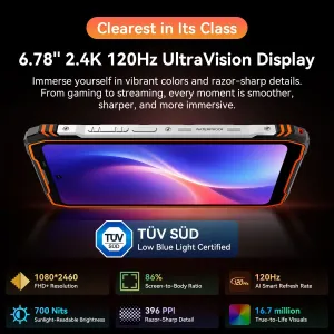 Blackview XPLORE X1 AI 5G Dual Display 108MP Camera 36GB 256GB 10000mAh 55W Fast Charge 6.78 inch 120Hz 2.4K Android 15 NFC Dimensity 7050 IP68 IP69K Waterproof Rugged Smartphone