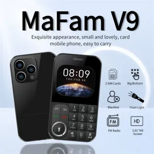 MaFam V9 Mini 2G GSM 2.01 Inch Dual SIM Card Dual Standby 790mAh FM Big Buttons Blacklist Speed Dial LED Flashlight Type-C Mobile Phone