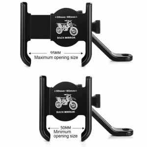 XANE50-95mm Aluminum Alloy Bicycle Phone Holder 360 Rotatable Adjustable Extremely Firm Grip Mobile Handlebar Bracket for MTB Motorcycle Electric Vehicle