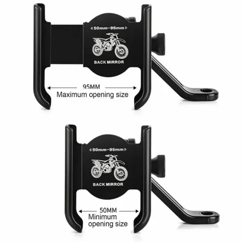 XANE50-95mm Aluminum Alloy Bicycle Phone Holder 360 Rotatable Adjustable Extremely Firm Grip Mobile Handlebar Bracket for MTB Motorcycle Electric Vehicle