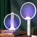 3-in-1 Electric Fly Swatter Mosquito Killer Racket Bug Zapper Insect Trap 800mAh USB Charging Foldable Design UV Light Insect Attraction for Indoor Outdoor Use