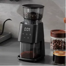 NovuLife BG710T Electric Conical Burr Coffee Grinder 30 Grind Settings with LCD Touch Screen 100g Bean Container for Espresso Drip Coffee and Cold Brew