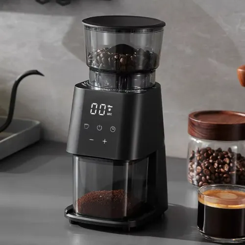 NovuLife BG710T Electric Conical Burr Coffee Grinder 30 Grind Settings with LCD Touch Screen 100g Bean Container for Espresso Drip Coffee and Cold Brew