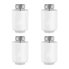 4Pcs Tuya Zigbe Smart Thermostat Radiator Valve Temperature Schedule Setting Window Open Detection Function APP Remote Voice Control Work with Alexa Google Assistance