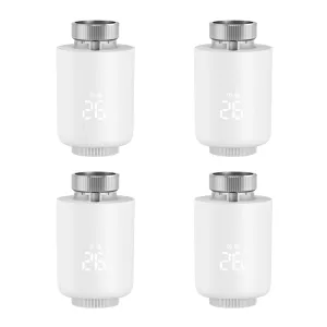 4Pcs Tuya Zigbe Smart Thermostat Radiator Valve Temperature Schedule Setting Window Open Detection Function APP Remote Voice Control Work with Alexa Google Assistance