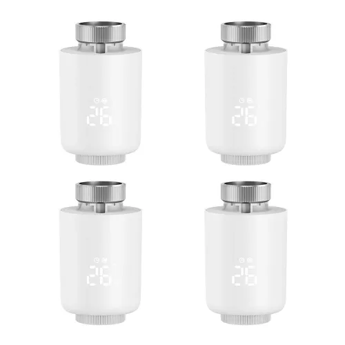 4Pcs Tuya Zigbe Smart Thermostat Radiator Valve Temperature Schedule Setting Window Open Detection Function APP Remote Voice Control Work with Alexa Google Assistance