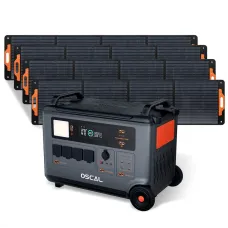 Blackview Oscal PowerMax3600 Rugged Power Station with 1/2/3/4*PM200 Solar Panel Kit 3600Wh to 57600Wh LiFePO4 Battery Pack Power Bank with 14 Outlets 5 LED Light Modes Morse Code Portable Roller Power Backup for Emergency Communication Camping House