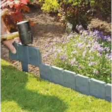 20Pcs Garden Fence Edging Cobbled Stone Effect Plastic Lawn Edging Plant Border Decorations