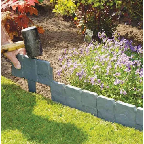 20Pcs Garden Fence Edging Cobbled Stone Effect Plastic Lawn Edging Plant Border Decorations