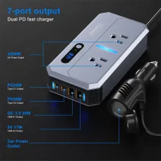 Aemeku 200W Multi-functional Car Inverter DC 12V to AC 220V Converter Auto Power Lighter Adapter USB Type-C PD30W QC3.0 18W Charger