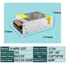 12V 60W Switching Power Supply Source Transformer AC110V-220V To DC12V SMPS For LED Strip Light CCTV Motor