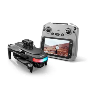 PJC D19 GPS 5G WiFi FPV with 4.5inch LCD Screen Controller 1080P HD Dual Camera Servo Gimbal 360 Obstacle Avoidance Gradient Flowing Light Brushless Foldable RC Drone Quadcopter RTF