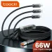 Toocki TQ-X62 6A 66W USB-A to Type-C/Micro/iP Cable Digital Display Fast Charging Data Transmission Thicken Copper Core Line 1.2M Long for iPhone 16 15 14 13 Pro for Huawei Mate XT for Xiaomi MIX Fold4 for Samsung Galaxy Z Fold6