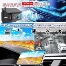Solar Powered RV Wireless Backup Camera 1080P HD IP69K Night Vision Waterproof Rechargeable CCD Sensor Wide Angle