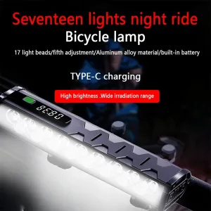 BIKIGH5000Lm Super Brightness Bike Headlight 17 LELamp Bead Waterproof 4 Light Modes Type-Fast Charge Aluminum Alloy Bicycle Front Light with Digital Display