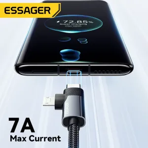 ESSAGER ES-X59 7A USB-A to USB-C+Micro USB Cable QC Fast Charging Data Transmission Tinned Copper Core Line 0.25M/1M/2M Long for iPhone 16 16 Pro 15 15 Pro Max for Huawei Pura 80 Ultra for XIAOMI for SAMSUNG