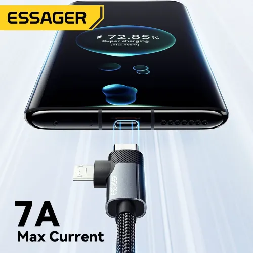 ESSAGER ES-X59 7A USB-A to USB-C+Micro USB Cable QC Fast Charging Data Transmission Tinned Copper Core Line 0.25M/1M/2M Long for iPhone 16 16 Pro 15 15 Pro Max for Huawei Pura 80 Ultra for XIAOMI for SAMSUNG