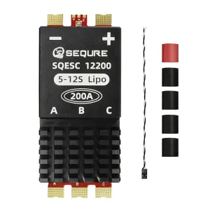 SEQURE SQESC 12200 Brushless Electric Speed Controller ESC 5-12S Power Supply 200A BLHeli_32 / AM32 Firmware Support 128KHz PWM Frequency Suitable For Multi-Rotor Aircrafts Airplane Models Plant Protection Machine Boat Models RC Car Models