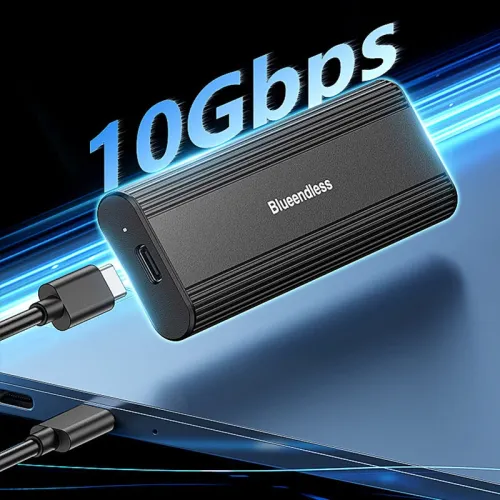 Blueendless M2821SN External SSD Enclosure M.2 Dual Protocol  NVMe&NGFF 10Gbps USB 3.2 Type-C Aluminum Alloy Portable Solid State Drive Case Tools-free