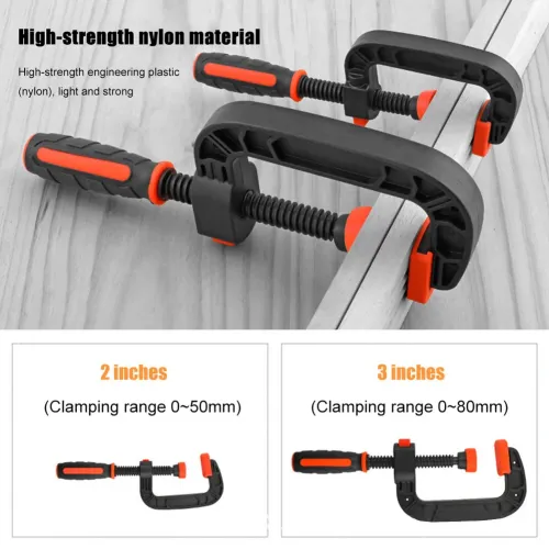Platic Heavy Duty C-shaped Clip G-shaped Clamp with Quick Button Movable Chuck for Woodworking Nylon Fixing Clamp High Strength Carpentry Clamps Hand Tools