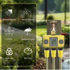 YZD06 Smart Irrigation Controller 3 Programmable Zones Timer Waterproof IP55 Anti-UV Material for Gardens and Nurseries