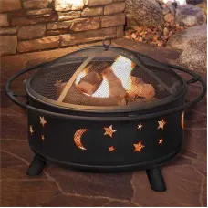 USA Direct Fireplace with Spark Screen Poker for Bonfire Patio Backyard Garden Picnic Fire Pit 30in Fire Pits for Outside Wood Burning Outdoor, 8010