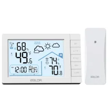 BALDR Weather Station Digital Thermometer Hygrometer Clock Small Weather Station Electronic Thermometer And Hygrometer With Temperature Humidity Time And Week Function