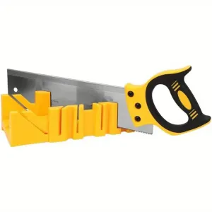 Mitre Box and Hand Saw Set 12 inch ABS Plastic Multiple Angle Clamping Mitre Box with 14 inch Back Saw for Woodworking