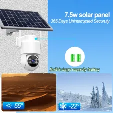 Guudgo 4MP HD Solar Powered Security Camera Video Surveillance Waterproof Full Color Night Vision WiFi Pan Tilt Two-Way Audio PIR Motion Camera