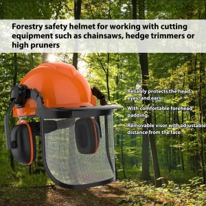 Industrial Forestry Safety Helmet Protection System Chainsaw Hard Hats with Adjustable Ear Muffs & Face Shield Visor