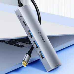 BIAZE 5-in-1 Type-C Docking Station with USB3.0 5Gbps Transmission  PD100W Type-C Fast Charging 4K@60Hz HD USB Hubs Splitter Adapter