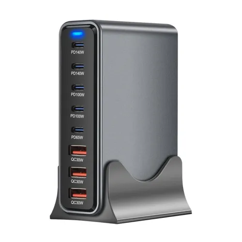 [GaN Tech] Bakeey YMX-635W 635W 8-Port USB PD Charger 3USB-A+5USB-C PD QC Fast Charging Desktop Charging Station EU Plug US Plug for iPhone 16 16 Pro 15 14 13 for Huawei Pura X for Samsung Galaxy S25 Ultra