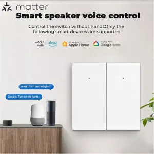 Matter Smart WIFI LED Light Switch EU Plug 1/2/3 No Neutral Wire Required Voice Control with Homekit Alexa Google Home